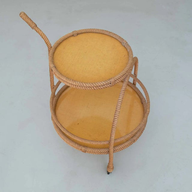 1960s French Rope Bar Cart by Audoux-Minet, Attributed For Sale In Los Angeles - Image 6 of 9