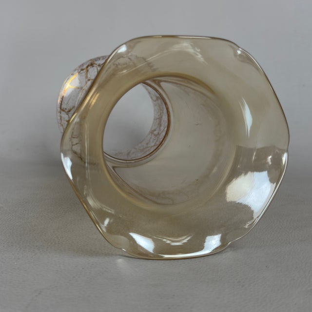 Glass Double Artistic Glass Vase in Amber with Gold Leaf Crackle from Velab Artigiani del Vetro, 1970s For Sale - Image 7 of 11