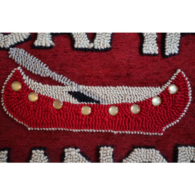 Vintage Judi Boisson 2003 “Camp Canoe” Hand-Hooked Pillow Cover—Unused For Sale - Image 9 of 18
