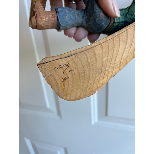 Vintage Hand-Carved Wooden Figurine For Sale - Image 14 of 14