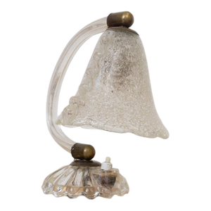 1940s Petite Italian Murano Clear Frosted Glass Lamp