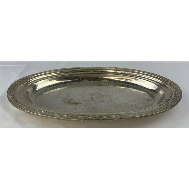 Mid-Century Modern Vintage Waldorf Astoria Medium Hammered Silver Plate Serving Tray For Sale - Image 3 of 11