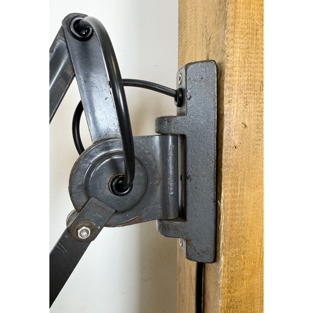 Industrial Dark Grey Industrial Scissor Wall Lamp from Elektroinstala, 1960s For Sale - Image 3 of 16