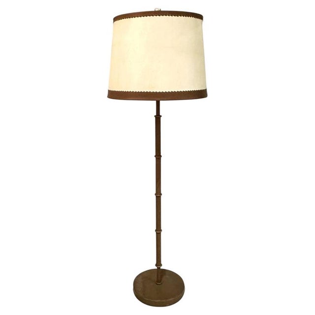 Mid-Century Modern Floor Lamps in Leather and Parchment, Germany, 1960, Set of 2 For Sale - Image 9 of 10