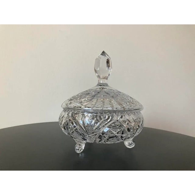Mid 20th Century Bohemian Crystal Glass Bomboniere Box Lidded Bowl, Czech For Sale - Image 5 of 12