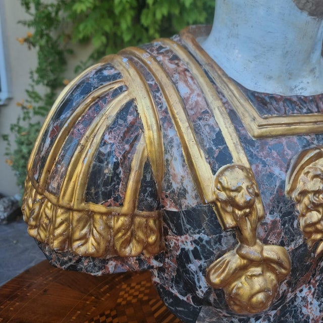 1950s Bust of the Roman Emperor Hadrian from 1950 in Painted and Vitrified Terracotta, 1950, Terracotta For Sale - Image 5 of 12