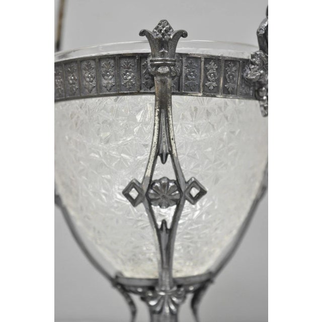 Early 20th Century Antique Simpson Hall Miller Art Nouveau Silver Plated Sugar Bowl W Glass Insert For Sale - Image 5 of 17