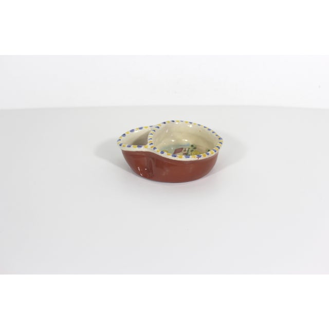1960s Vintage Hand Painted Portugal Pottery Olive Dish Bowl For Sale - Image 5 of 9