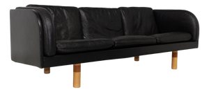 Danish Three-Seater Leather Sofa by Jørgen Gammelgaard, 1970s
