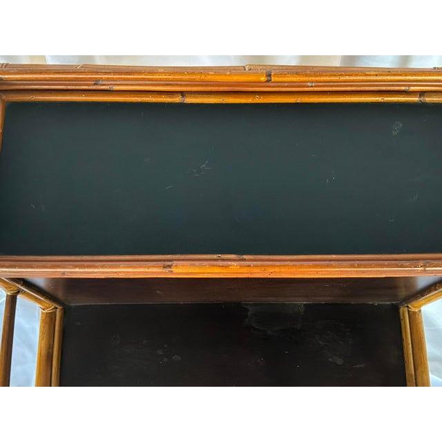 Ornamental & Decorative Materials Vintage Faux Bamboo Bar Cart/Magazine Rack With Ebonized Wood Shelves For Sale - Image 7 of 13