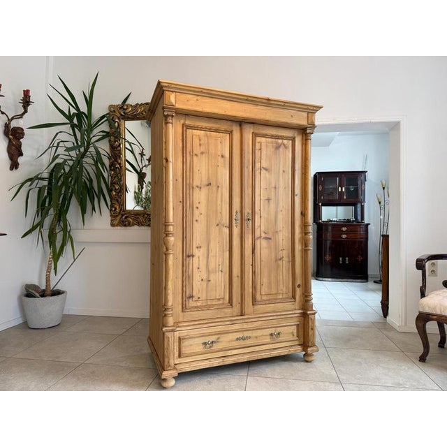 Antique Gründerzeit Column Wardrobe For Sale - Image 3 of 11