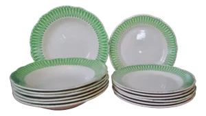 Dessert and Soup Plates from Digoin Sarreguemines, 1930s, Set of 14