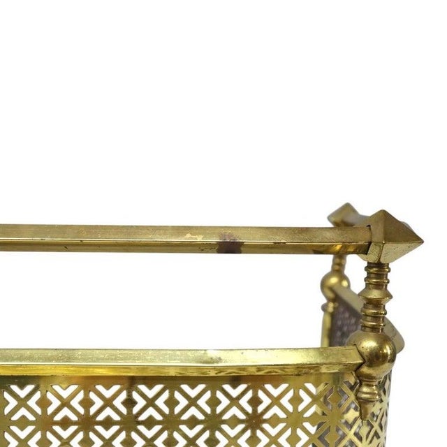 Antique Brass Fender Fireplace Screen With Paw Feet C1920 For Sale - Image 4 of 12