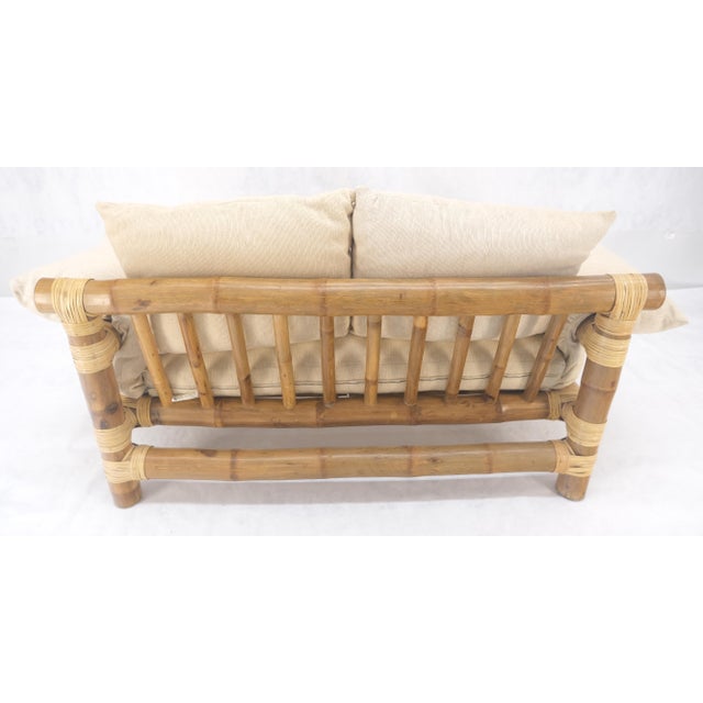 Late 20th Century Thick Bamboo Frame Mid Century Modern c1970s Loveseat Sofa MINT For Sale - Image 5 of 18