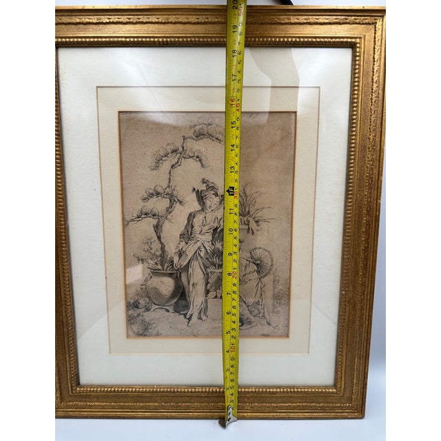 Black Antique 18th C Francois Boucher Chinese Engraving P Aveline Huquier Framed For Sale - Image 8 of 14
