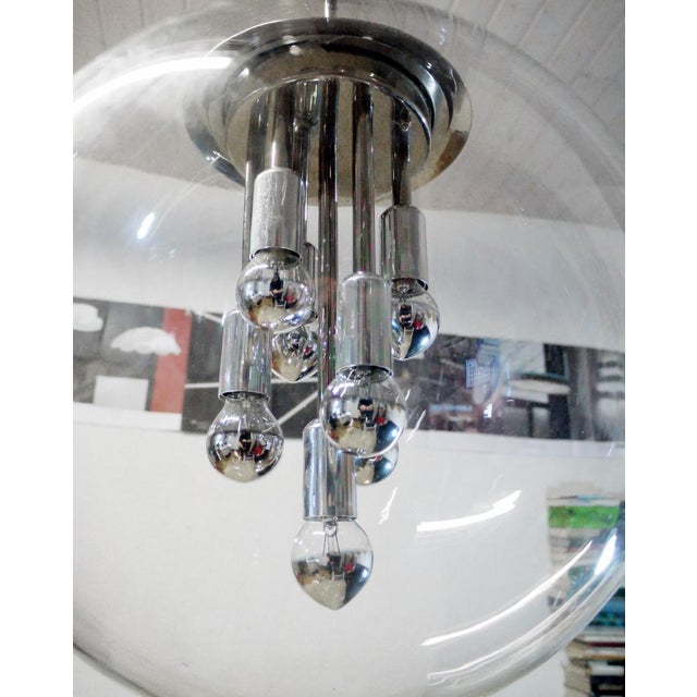 Modern Space Age Glass and Chrome Sputnik Pendant Lamp from Leclaire & Schäfer, 1970s For Sale - Image 3 of 5