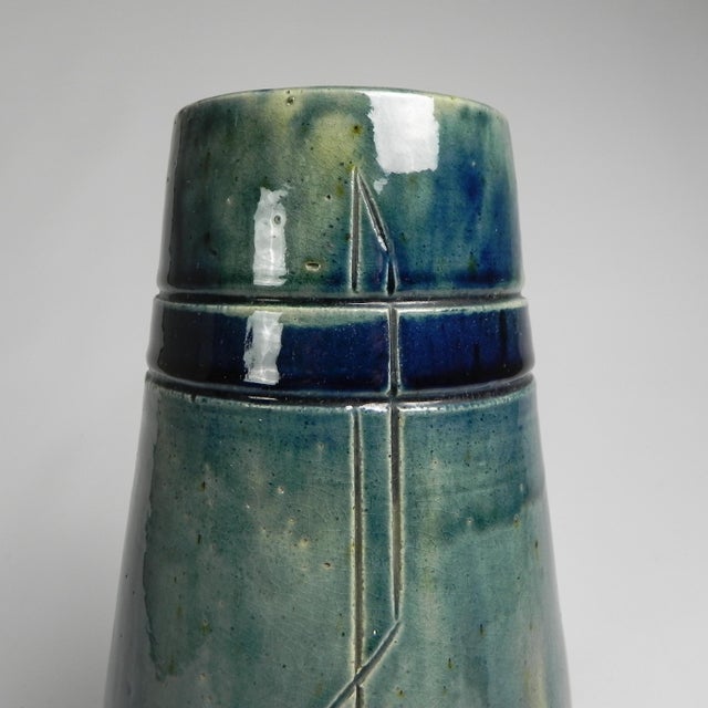 Ceramic Flemish Art Deco Vase with Floral Motifs, 1920s For Sale - Image 7 of 13