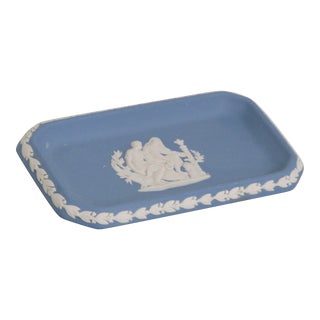 Wedgwood Blue Jasperware Grecian Sacrifice to Aesculapius Trinket Dish For Sale