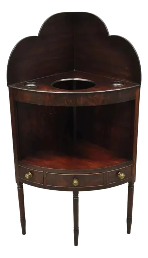Antique Georgian Mahogany Bathroom Corner Washstand Sink Side Table With Drawer