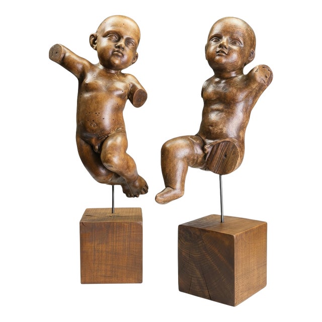 Austrian Artist, Baroque Putti / Cherubs, 18th Century, Limewood, Set of 2 For Sale