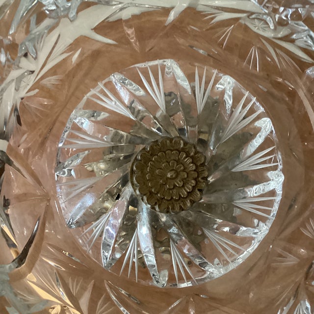 Mid 20th Century Hollywood Regency Loevsky & Loevsky Crystal Ashtray and Lighter Smoking Set With Brass Cherub Base- 2 Pieces For Sale In Chicago - Image 6 of 12