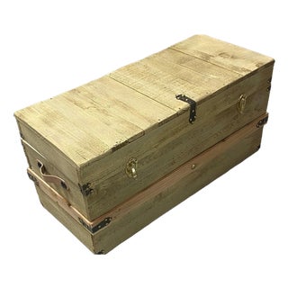 Custom Steamer Trunk With Golden Blonde Finish For Sale