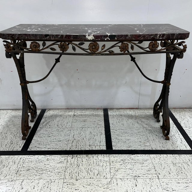 French 19th Century French Iron & Marble Table For Sale - Image 3 of 8