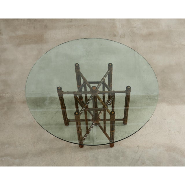 McGuire McGuire Organic Modern Bamboo Iron Frame Round Dining Table For Sale - Image 4 of 12