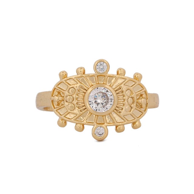 Goddess Cleopatra Gold & Diamond Ring, Size 4 For Sale - Image 9 of 9