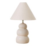 Large Ceramic Wave Lamp, Linen Shade For Sale