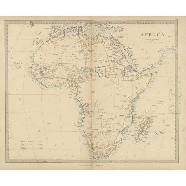 Antique Map of Africa with the Unexplored Interior and a Population Table, 1858 For Sale - Image 9 of 9