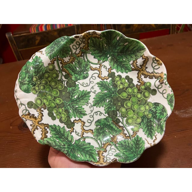 Ceramic Antique Pearlware Spode Green Grape Pattern Scalloped Sweet Meat Dish, Circa 1820’s For Sale - Image 7 of 12