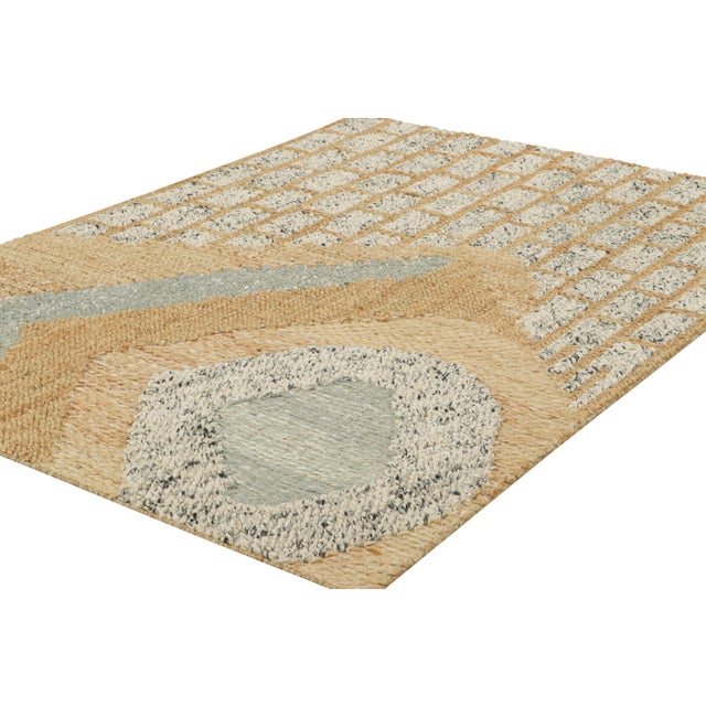 Rug & Kilim Rug & Kilim’s Abstract Flatweave in Beige, Gray and White Geometric Patterns For Sale - Image 4 of 7