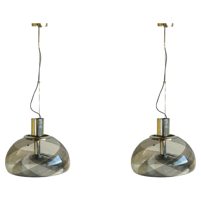 Vintage Italian Murano Glass Pendant Lamps from La Murrina, Set of 2 For Sale