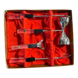 Mid 20th Century Swank Lucite Handles With Fishing Lures Bar Tool Set- 4 Pieces