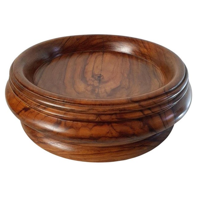 Olive Antique Turned Olive Wood Vide Poche Bowl, Italy, 1800s For Sale - Image 8 of 8