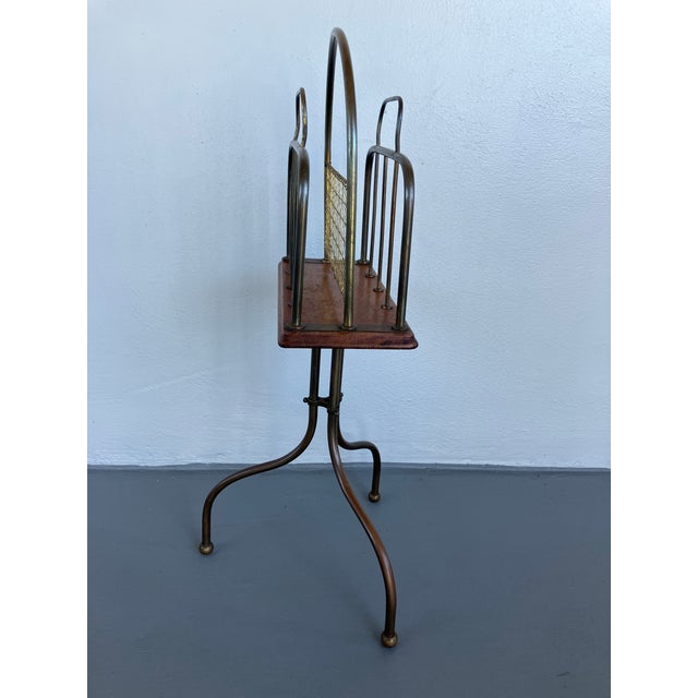 Traditional Edwardian Revolving Book or Magazine Stand in Brass and Oak, Circa 1900 For Sale - Image 3 of 12