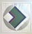"Untitled" by American artist Fletcher Benton (1931–2019). This piece features a diamond shape with green, blue, pink, and...