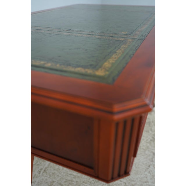 1970s English Leather Top Yew Wood Writing Desk For Sale - Image 5 of 17