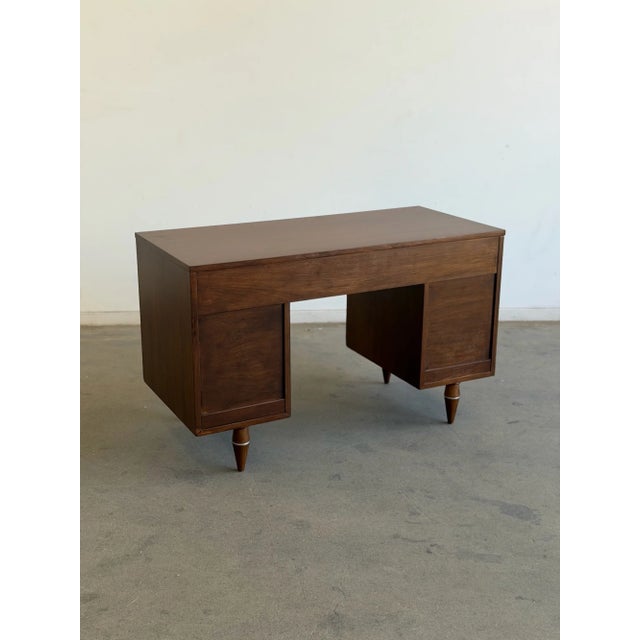 1960s Attributed Broyhill Mid-Century Walnut Executive Desk For Sale - Image 10 of 16