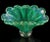 Glass Vintage Murano Green Iridescent Gold Flecks Bubbles Italian Art Glass Fan Shape Scalloped Rim Flower Vase For Sale - Image 7 of 12