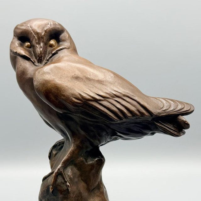 H. Sieloff, Resting Owl, 1920s, Bronze For Sale - Image 4 of 5
