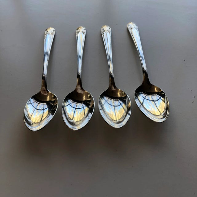 1930s 1930's Crown Silver Plated "Radiance" Pattern Tea Spoons- Set of 4 For Sale - Image 5 of 6