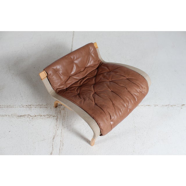 Set of Pernilla Lounge Chair and Ottoman in Beech and Aniline Leather by Bruno Mathsson for Dux, Sweden, 1994 For Sale - Image 14 of 18