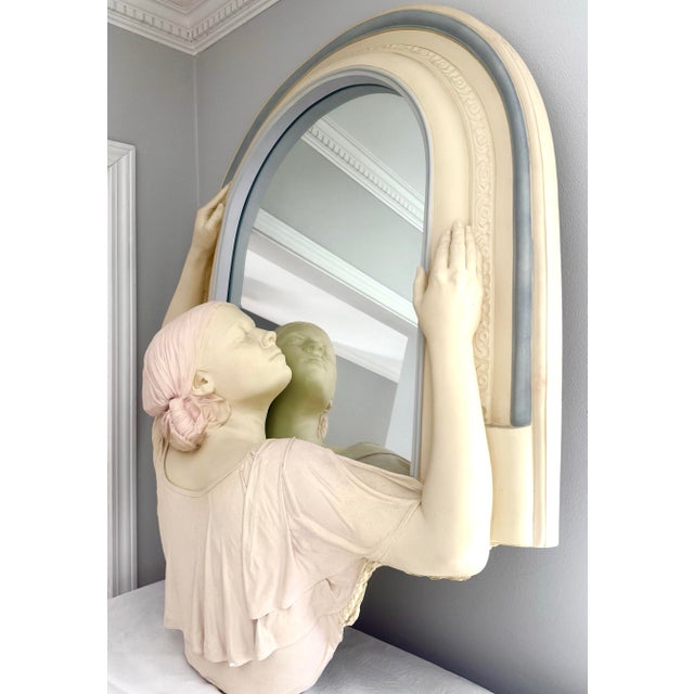 Neoclassical Monumental Neoclassical Figural Wall Mirror Sculpture, Late 20th C. For Sale - Image 3 of 12