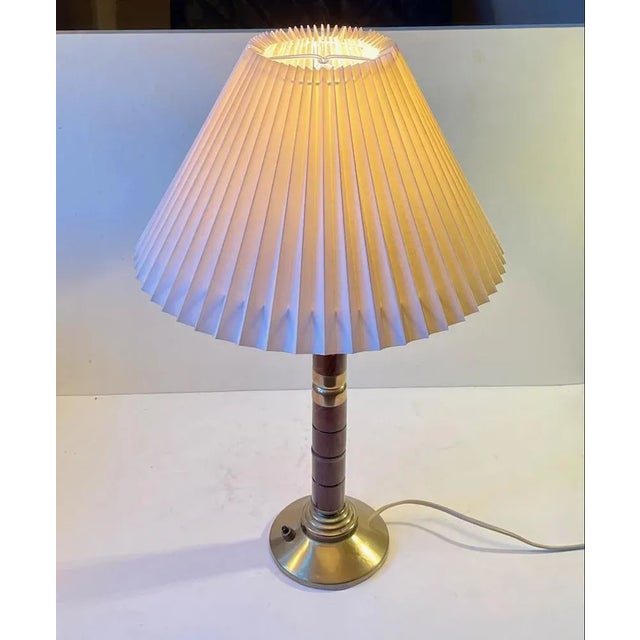 Mid-Century Swedish Table Lamp in Brass and Mahogany, 1960s For Sale - Image 6 of 11
