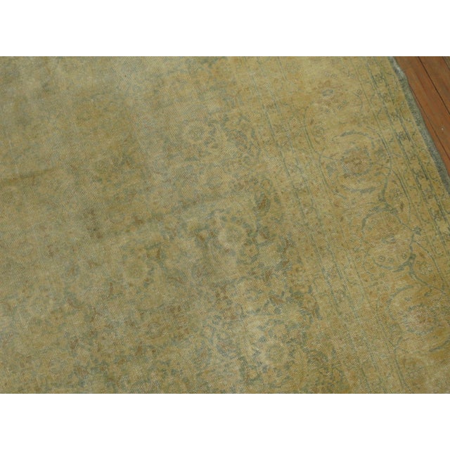 Early 20th Century Pale Green Yellow Persian Tabriz Rug - 10'4" x 13'9" For Sale In New York - Image 6 of 12