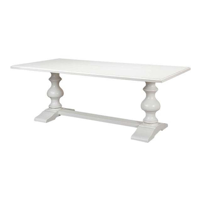 French Marble White Refectory Table For Sale