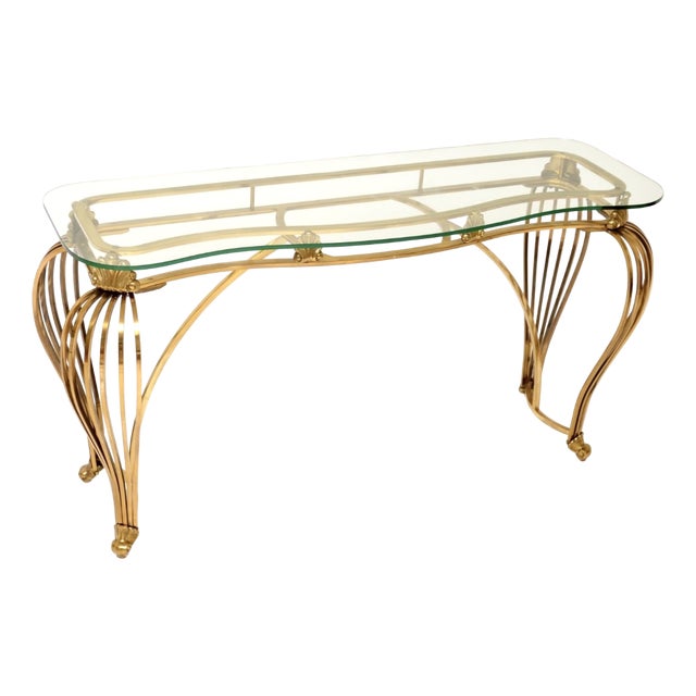 Vintage Italian Brass and Glass Console Table, 1960s For Sale