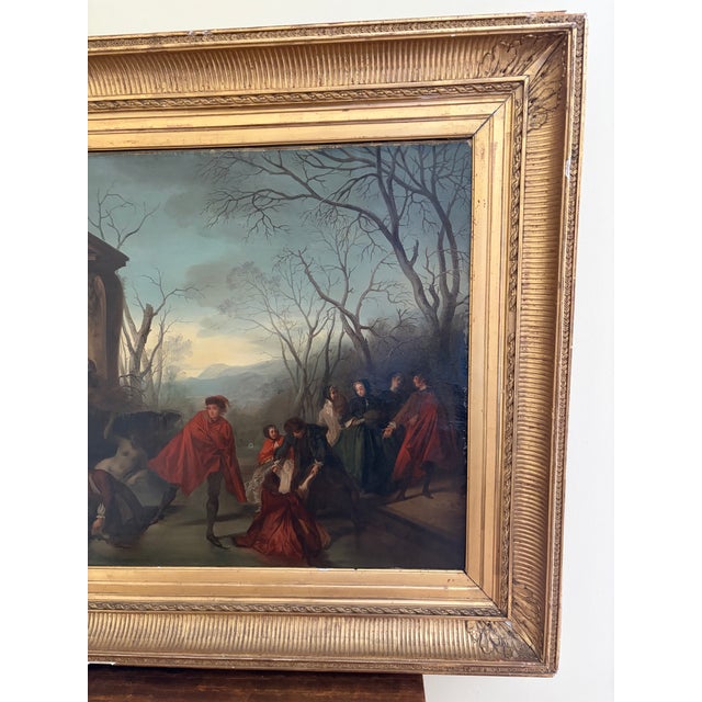 Augustine Dallemagne "A Skating Party" – A Romantic Mid-19th Century French Winter Scene For Sale In South Bend - Image 6 of 18